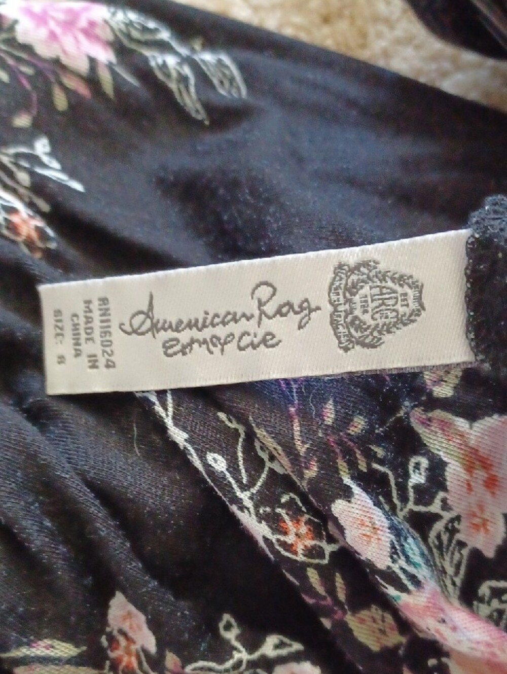 American Rag Black Maxi Dress with Pink Floral Print - Picture 5 of 5